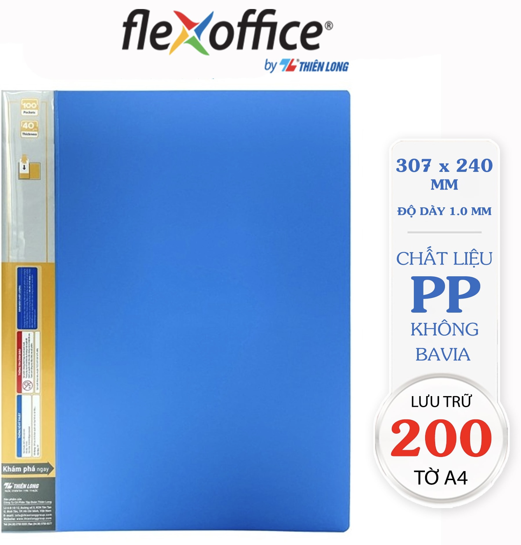 Bìa A4 xanh Thiên Long Flexoffice