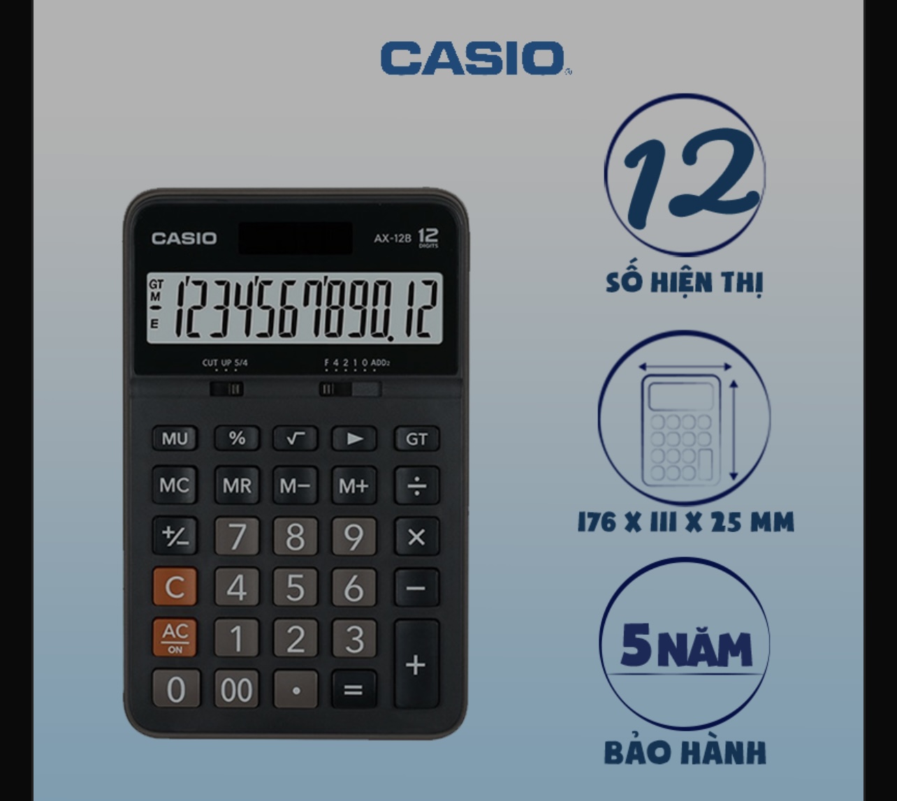 Máy tính casio AX12B - W - DC