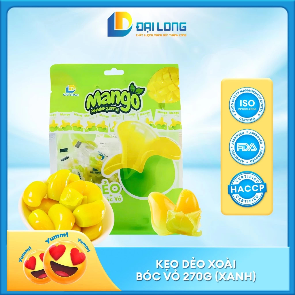Kẹo xoài bóc vỏ 270g x 24 túi/thùng Đại Long