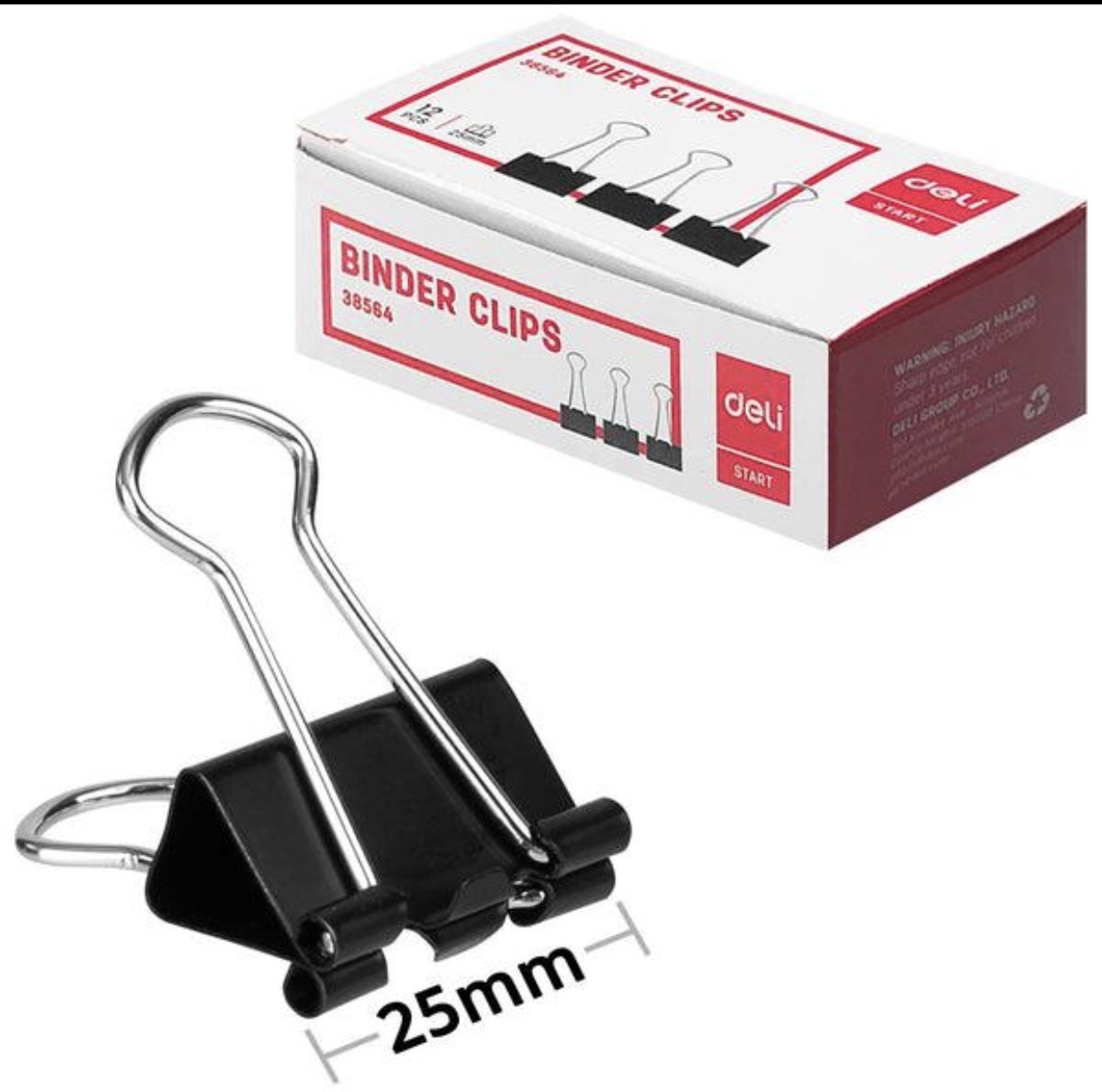 Kẹp sắt đen 25 mm Deli (hộp)