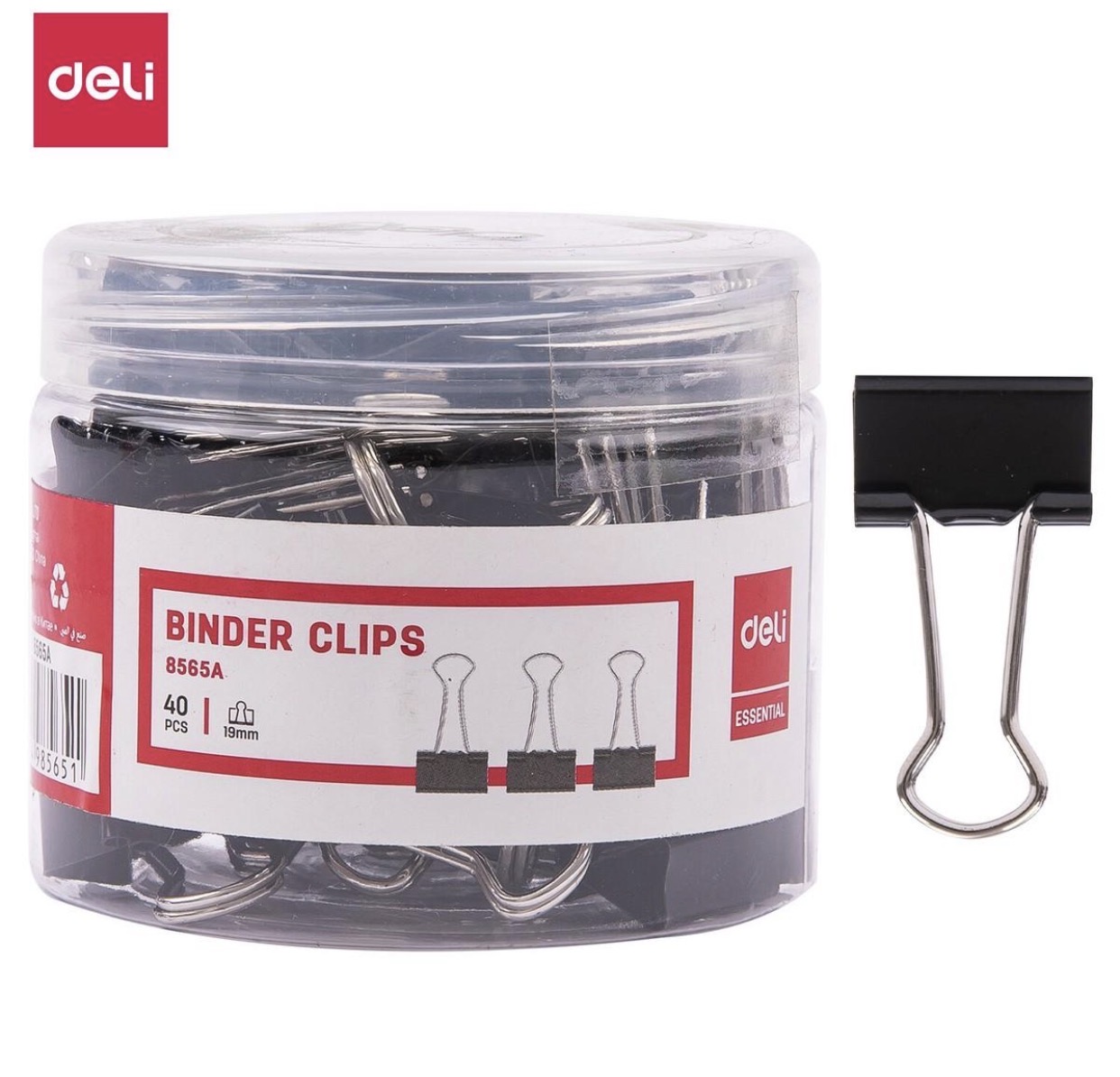 Kẹp sắt đen 19 mm Deli (hộp)