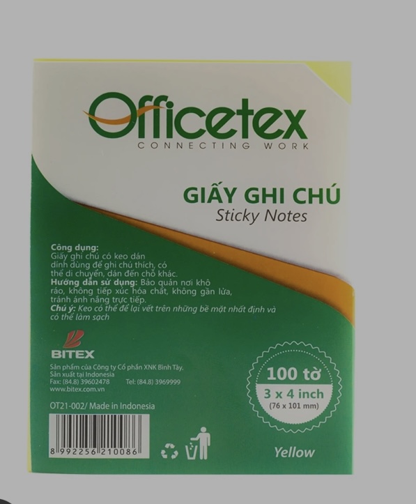 Giấy nhớ 3 x 4 Bitex OT21-002 ( tập)