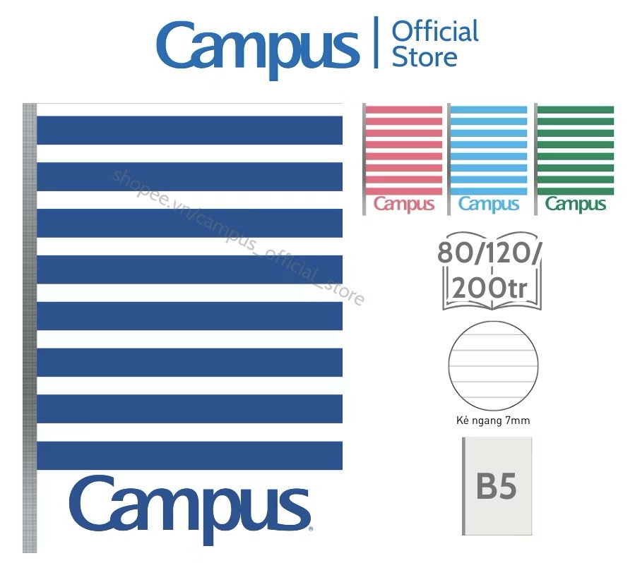 Vở kẻ ngang 80/120/200 trang campus (quyển)