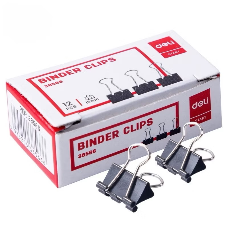 Kẹp sắt đen 15mm Deli ( hộp)