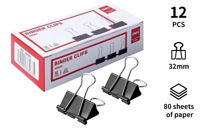 Kẹp sắt đen 32mm Deli ( hộp)