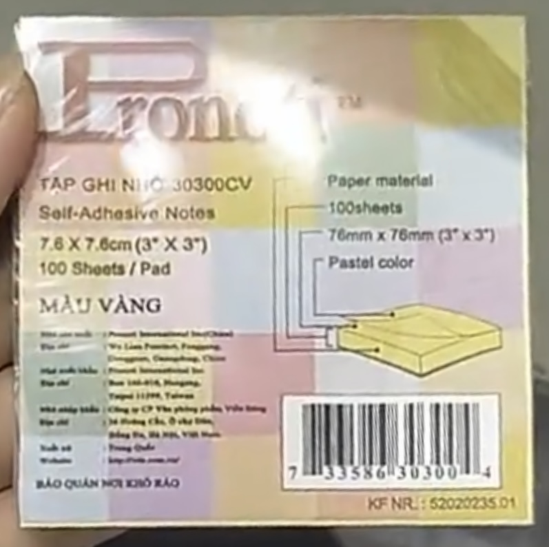 Giấy note màu vàng 3x3 Pronoti( tập)