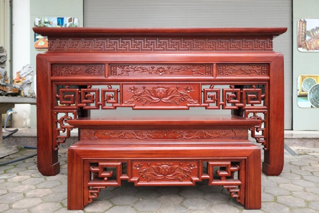 Bộ Bàn thờ: Gỗ Gõ đỏ (Bộ)