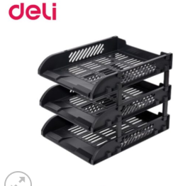 Khay nhựa 3 tầng Deli Xám/Đen