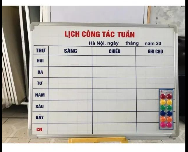 Bảng khung nhôm KT 1.4m x 1m (ghi công tác tuần)